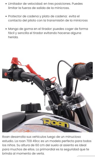 Mini Cross Roan 709 Gasolina 49cc 4.5CV