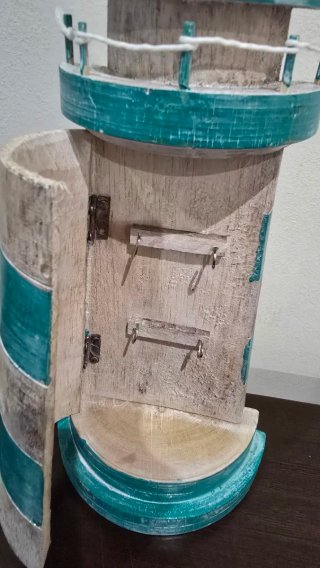 Farol de madera decorativo turquesa