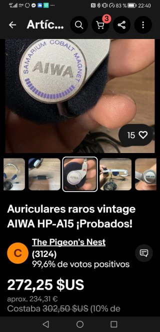Auriculares AIWA HP-M5 Walkman Plata