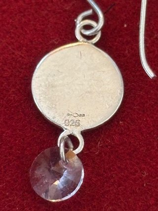 Pendientes Plata Ley 925 Aro Labrado Piedra Rosa