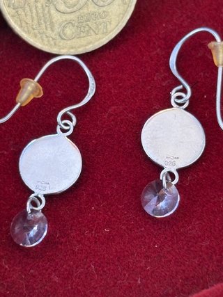 Pendientes Plata Ley 925 Aro Labrado Piedra Rosa