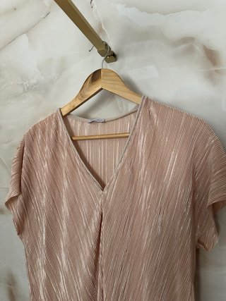 Blusa Zara L Plisada Rosa