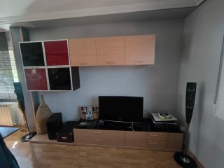 Mueble modular madera y cristal