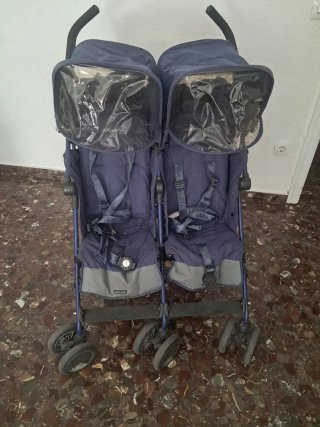 Carro gemelar Maclaren azul