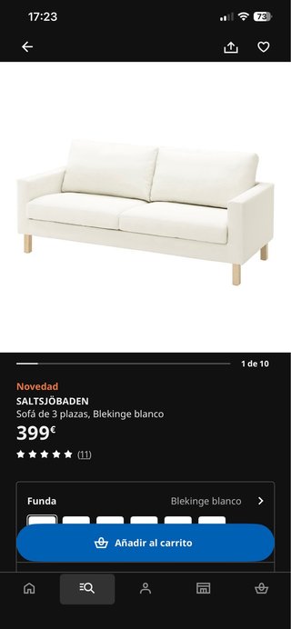 Sofá 3 plazas Ikea beige tela