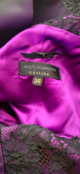 Vestido largo morado y negro