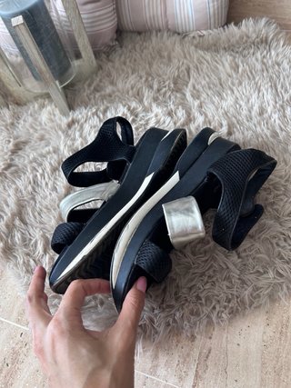 Sandalias Plataforma Negro y Plata