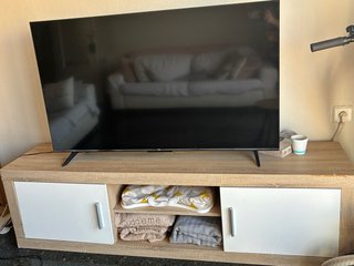 Mueble TV moderno madera y blanco