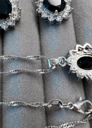 Set parure argento 925 orecchini collana