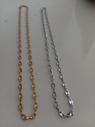 Cadenas Grano de Café Oro y Plata