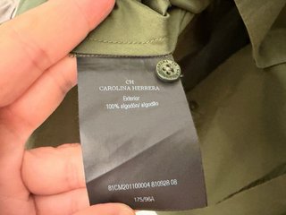 Camisa Carolina Herrera Algodón Verde Oliva