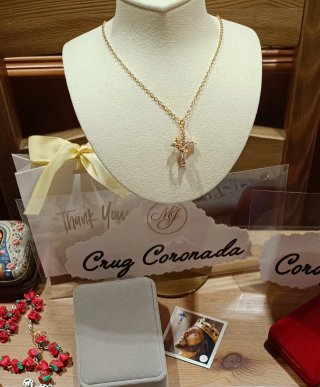 Collana Cruz Coronada Oro 18k con Zirconi