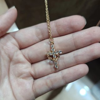 Collana Cruz Coronada Oro 18k con Zirconi