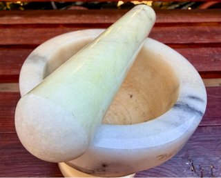 Mortaio antico marmo/alabastro con pestello