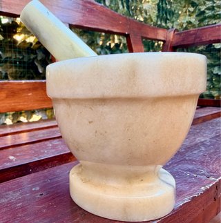 Mortaio antico marmo/alabastro con pestello