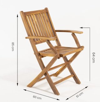 Comedor exterior, madera Teca, mesa y 4 sillas