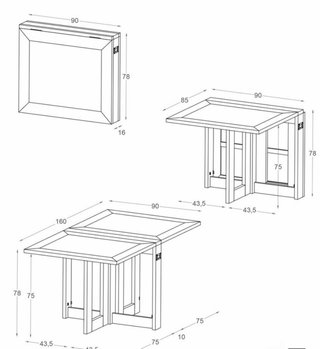 Mesa Comedor Rectangular Plegable 88/160