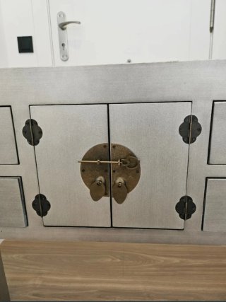Consola gris metal y madera
