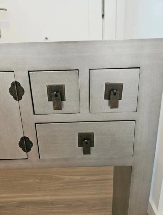 Consola gris metal y madera