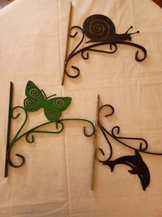 Lote soportes de forja para colgar macetas/faroles
