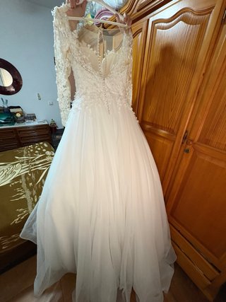 Vestido de Novia Talla S Encaje Manga Larga