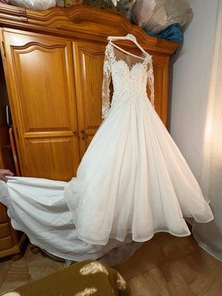 Vestido de Novia Talla S Encaje Manga Larga