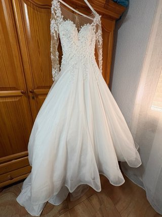 Vestido de Novia Talla S Encaje Manga Larga