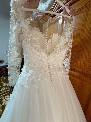 Vestido de Novia Talla S Encaje Manga Larga