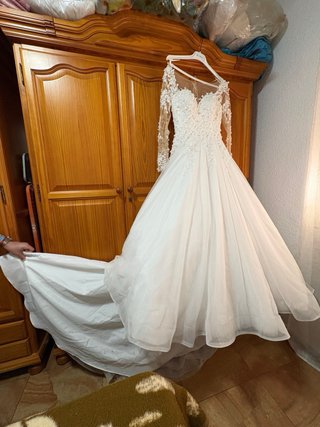 Vestido de Novia Talla S Encaje Manga Larga