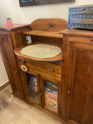 Mueble de entrada rústico madera y cristal