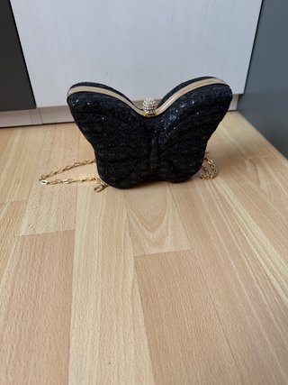 Bolso fiesta mariposa negro brillante