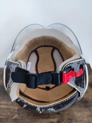 Casco Jet NZI Vintage Scooter, marrón y blanco