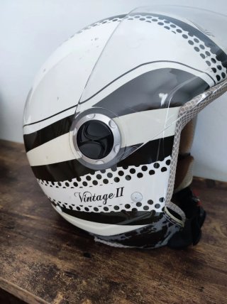 Casco Jet NZI Vintage Scooter, marrón y blanco