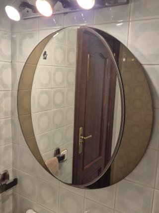 Espejo Redondo Baño Marrón y Plata