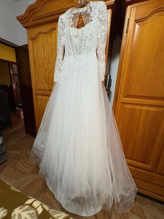 Vestido de Novia Talla S Encaje Manga Larga