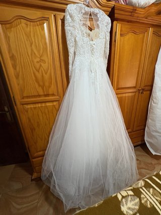 Vestido de Novia Talla S Encaje Manga Larga