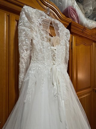 Vestido de Novia Talla S Encaje Manga Larga