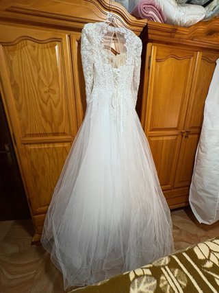 Vestido de Novia Talla S Encaje Manga Larga