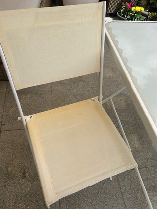 Conjunto mesa y sillas terraza cristal