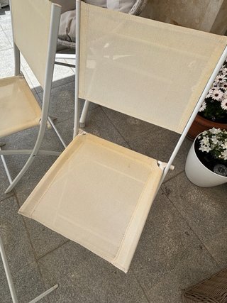 Conjunto mesa y sillas terraza cristal