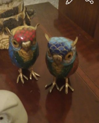 Coppia di gufi decorativi