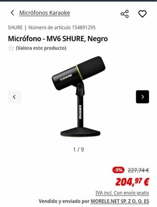 Shure MV6 Micrófono USB Gaming Negro