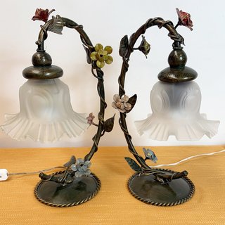 Pareja Lámparas Sobremesa Flor