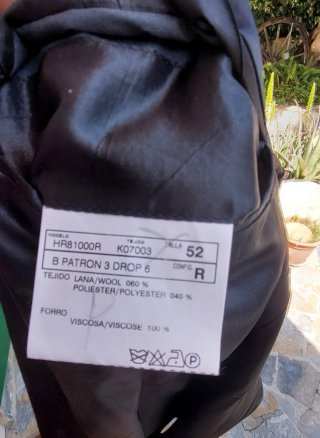 Frac Boda Talla 52 Negro/Gris