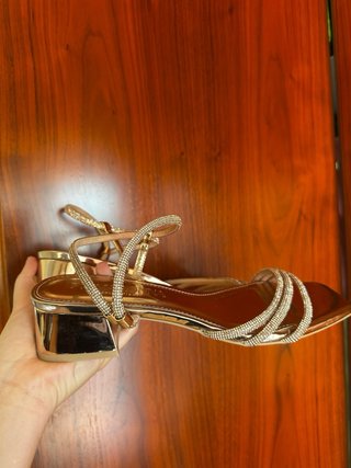 Sandalias Primadonna Rosa Oro Brillantes