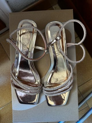 Sandalias Primadonna Rosa Oro Brillantes