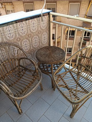 Mesa auxiliar mimbre jardín/terraza