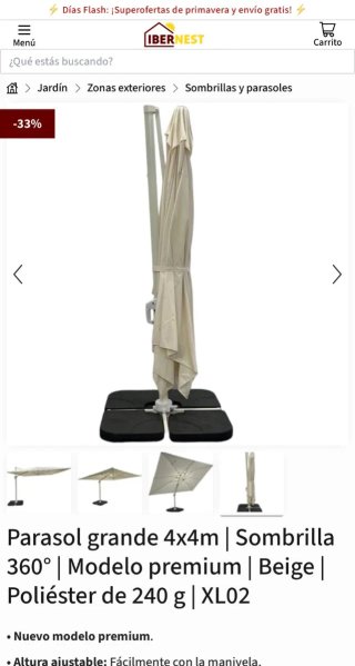 Sombrilla Leroy Merlin 4m gris