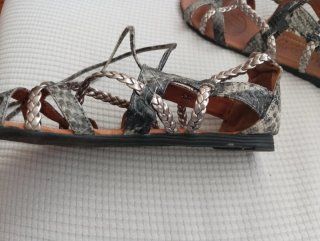 Sandalias Mustang Mujer Talla 40 Plata/Negro