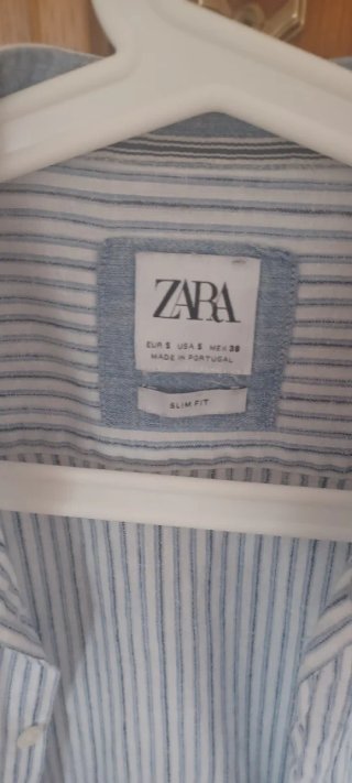 Camisa Zara Rayas Azul Talla S